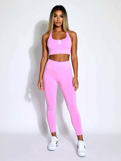 Butter Soft Cross Back Sports Bra | Baby Pink