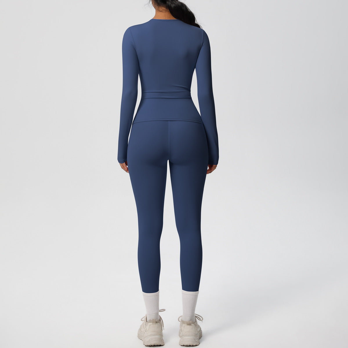 Navy Seamless Long Sleeve Top