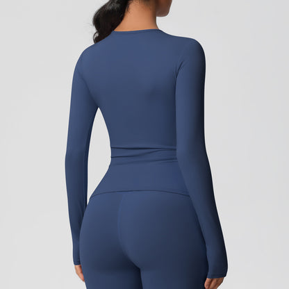 Navy Seamless Long Sleeve Top