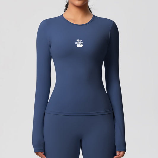 Navy Seamless Long Sleeve Top