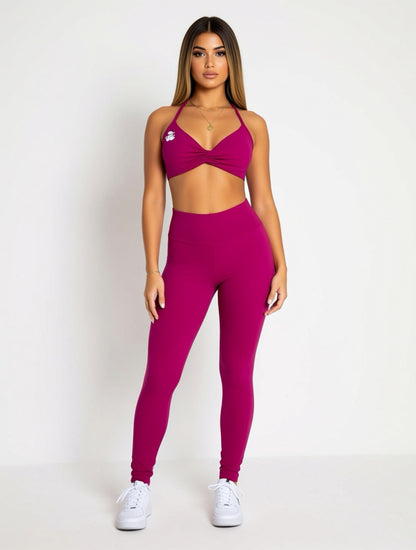 Cherry Sculpt Twist Front Sports Bra – Berry Pink
