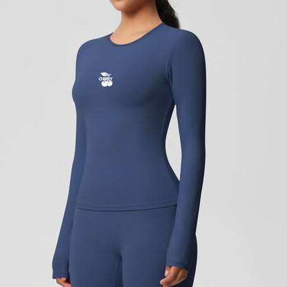 Navy Seamless Long Sleeve Top