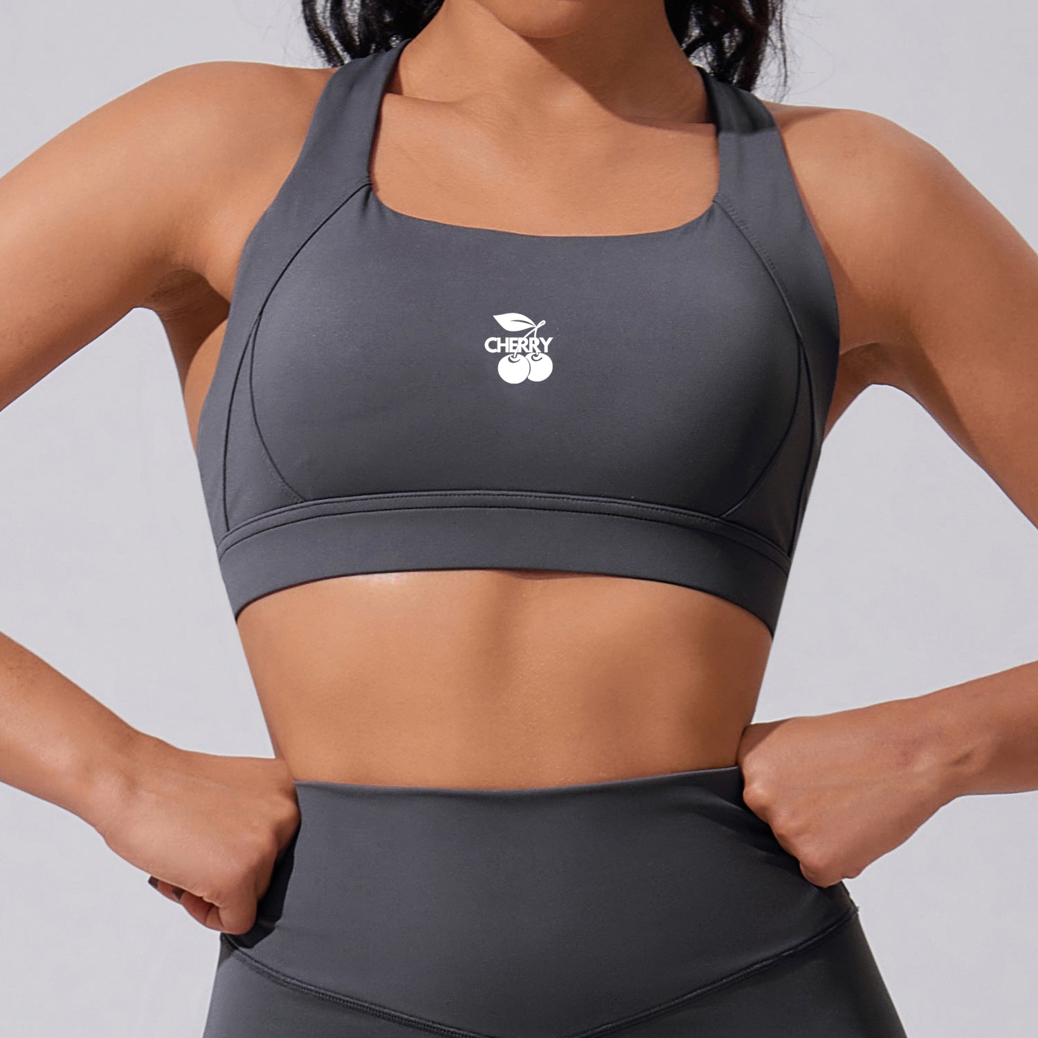 Grey Cross Back Sports Bra