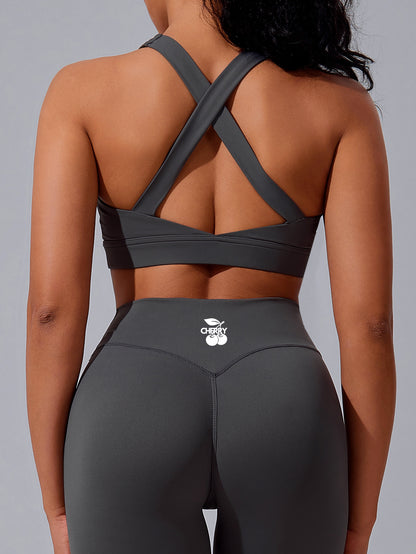 Grey Cross Back Sports Bra
