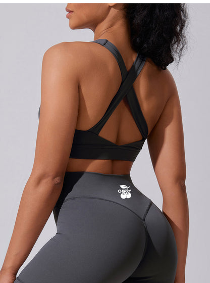 Grey Cross Back Sports Bra