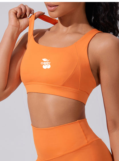 Orange Cross Back Sports Bra