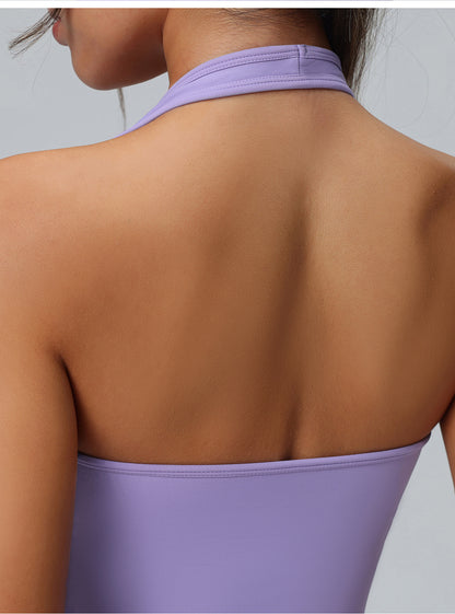 Purple Mock Neck Crop Top